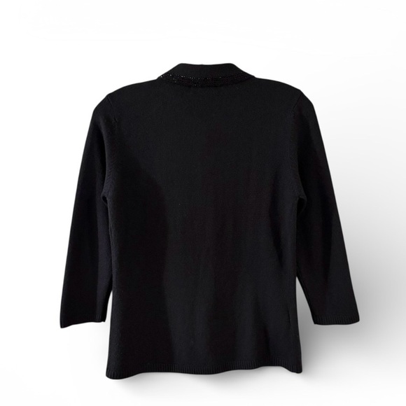 ⭐️ Vintage 1990’s Pariscope Button-Up 3/4 Sleeve Cardigan Beaded Collar - PTP 18 - Picture 2 of 4